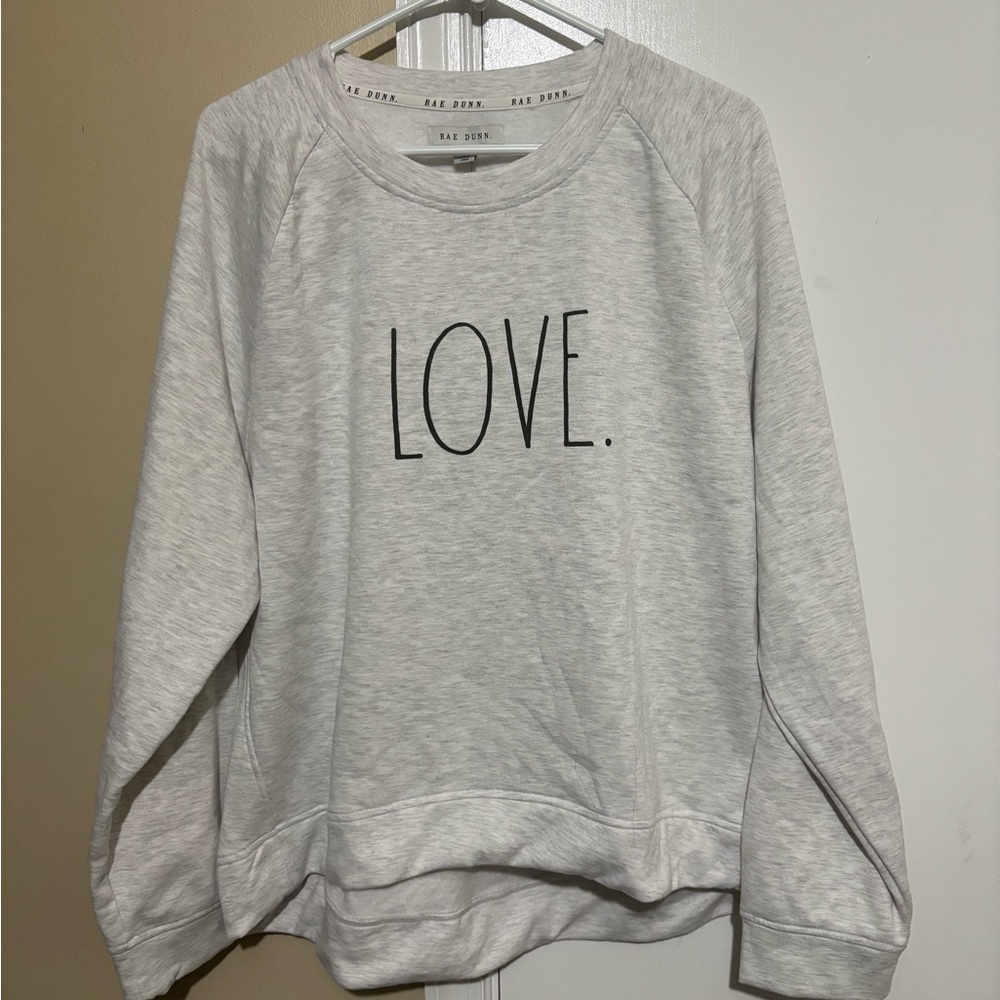 Rae Dunn Light Gray 'Love' Women's Sweatshirt Plus Size